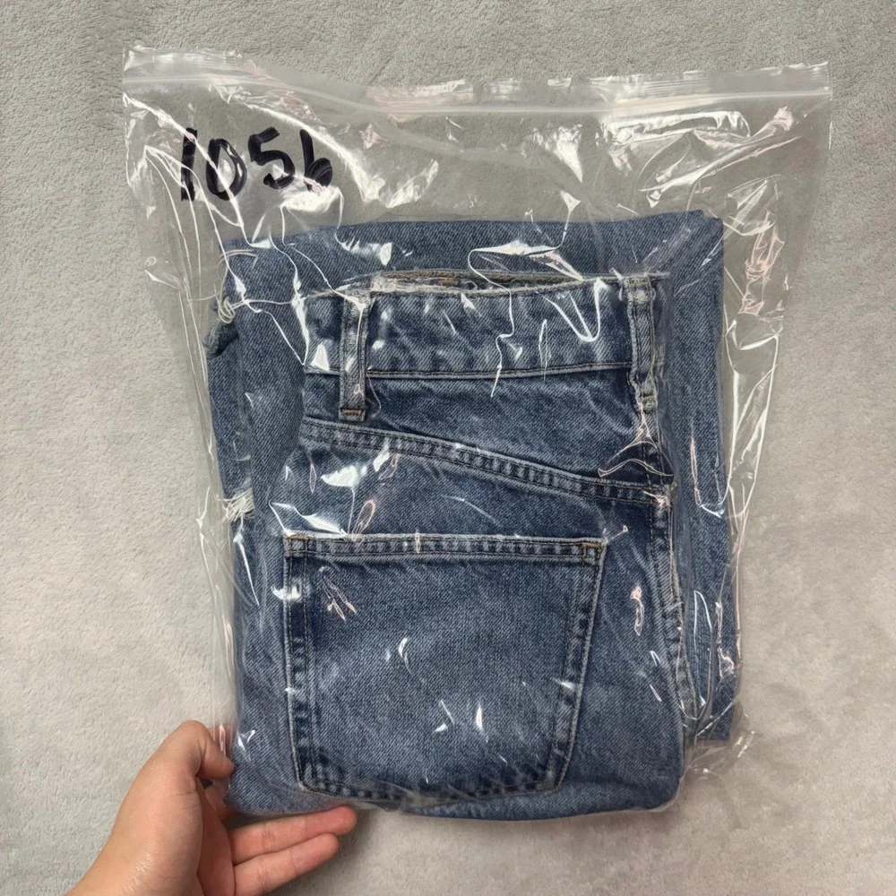 Zara High Waisted Wide Leg Distressed Jeans Light Wash Blue Size 0 24W